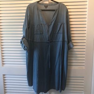 Torrid Chambray Split Neck Shirt Dress